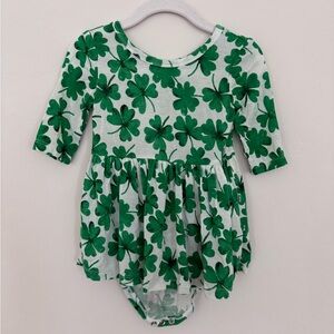 Little Sleepies Watercolor Clovers Twirl Dress with Bodysuit 12-18mo